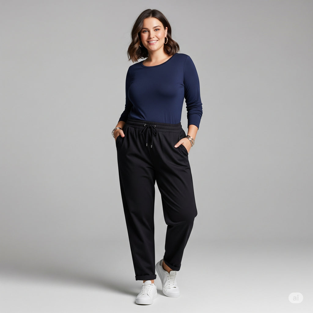 Calça Feminina Plus Size de Malha Reta Gestante Pijama Feminino Lycra Larga Pilates Grávida G4 G3 G2