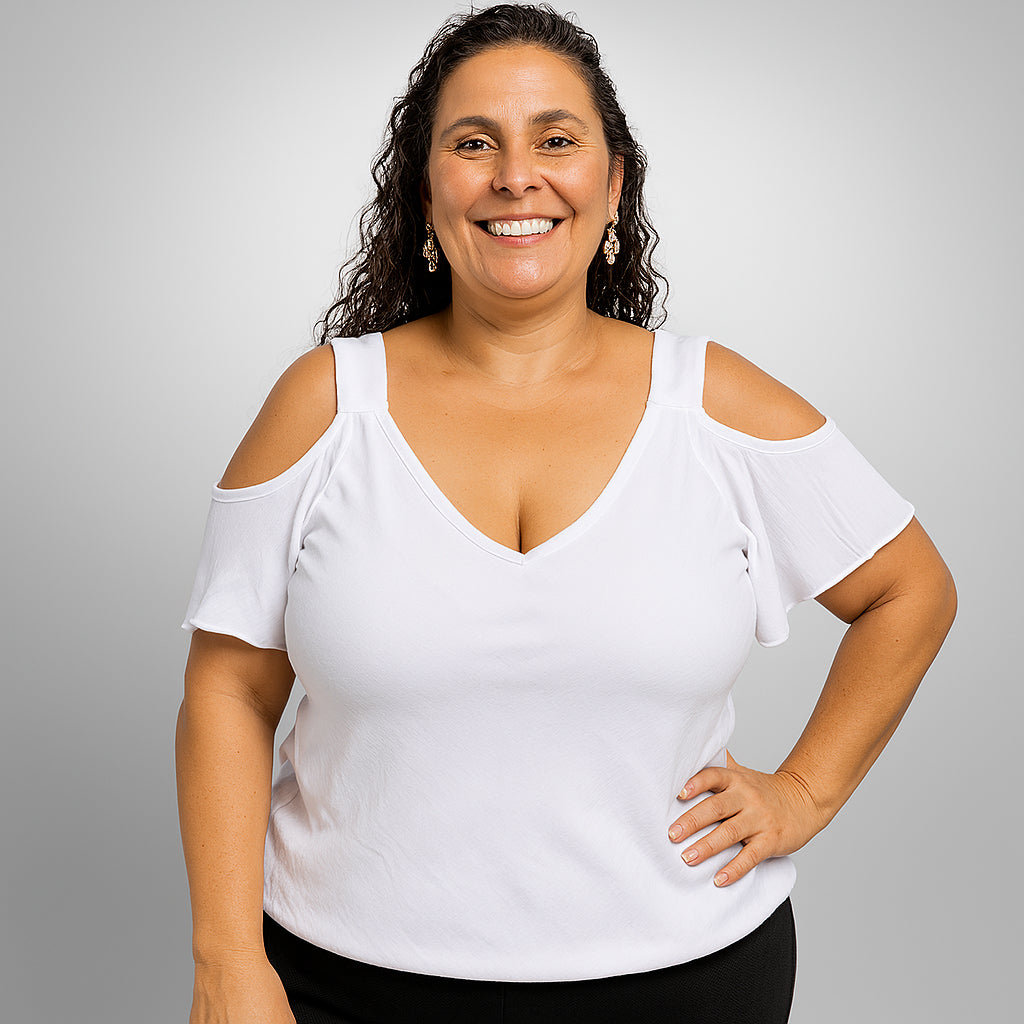 Blusa Ciganinha Ombro a Ombro Plus Size Feminina Blusinha Regata Lisa Duna Cigana Básica