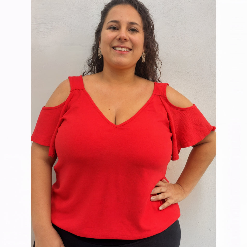 Blusa Ciganinha Feminina Plus Size Ombro a Ombro Blusinha Regata Duna Lisa Cigana Básica