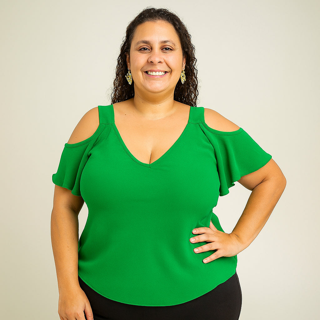 Blusa Ciganinha Ombro a Ombro Plus Size Feminina Blusinha Regata Lisa Duna Cigana Básica