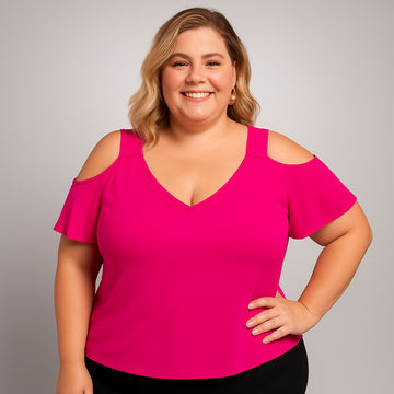 Blusa Ciganinha Feminina Plus Size Ombro a Ombro Blusinha Regata Duna Lisa Cigana Básica