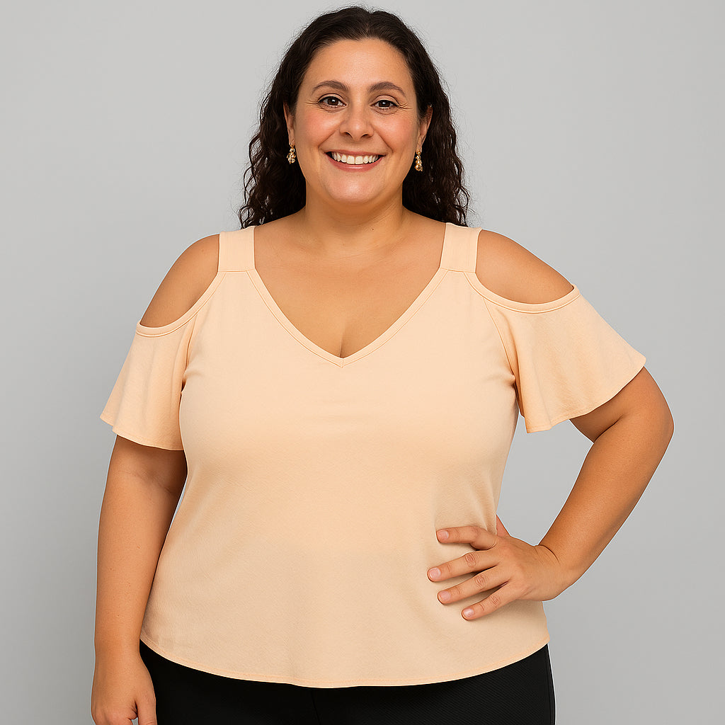 Blusa Ciganinha Feminina Plus Size Ombro a Ombro Blusinha Regata Duna Lisa Cigana Básica
