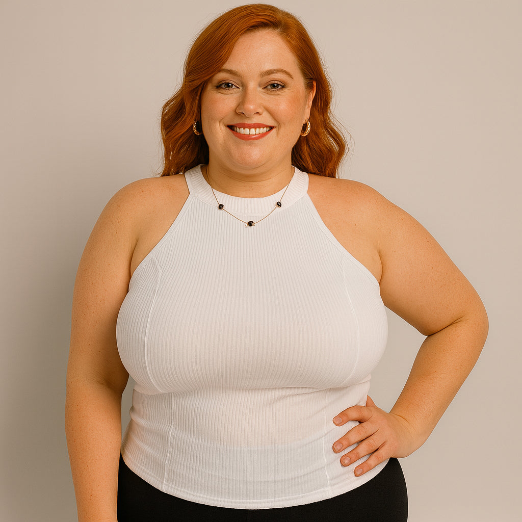 Blusa Regata Feminina Canelada Gola Alta Plus Size Cacharrel Blusinha Feminino Ribana Basica Elegante