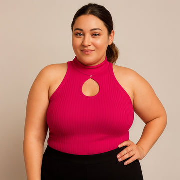 Blusinha Regata Feminina Canelada Blusa Gola Alta Plus Size Cacharrel Ribana Basica Elegante