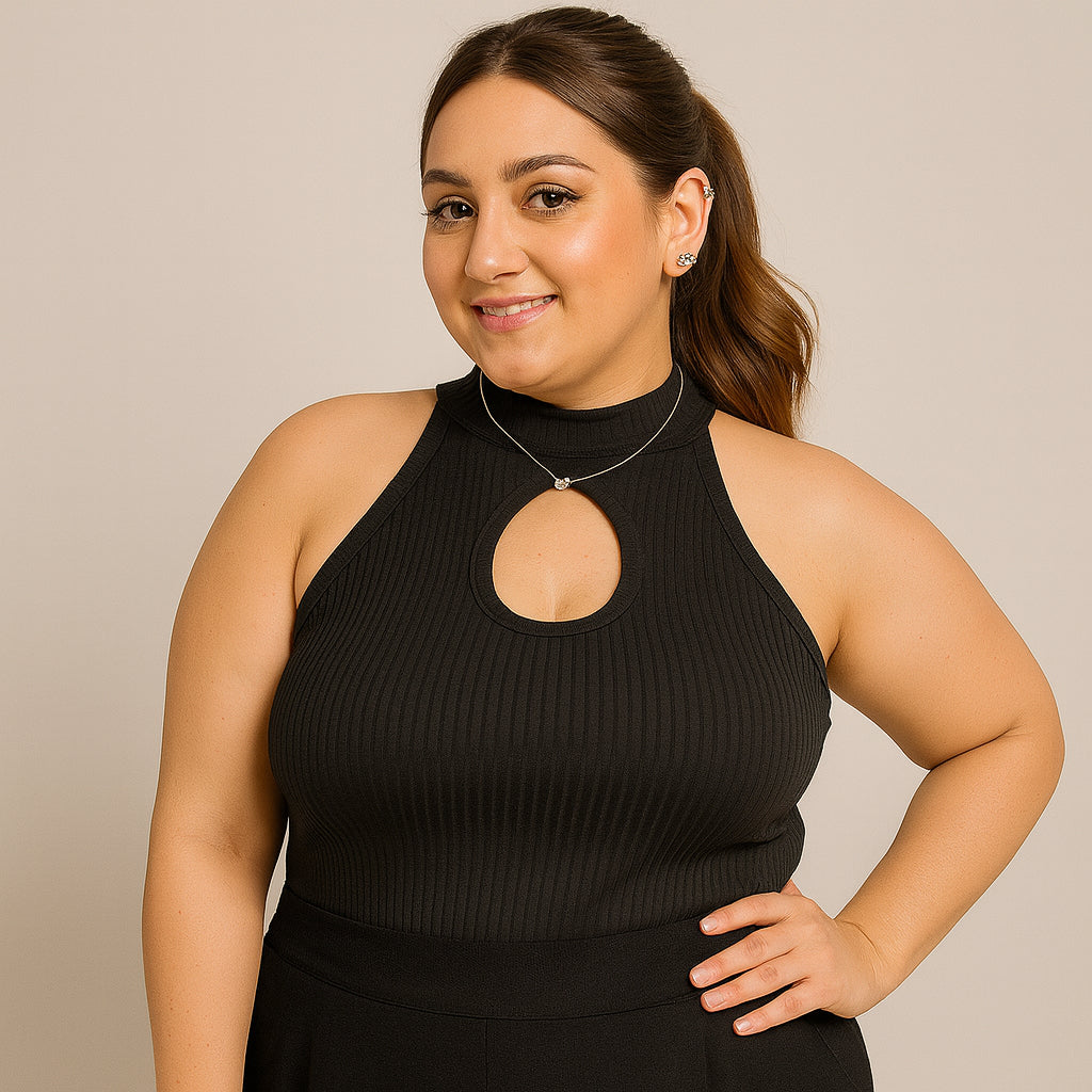 Blusinha Regata Feminina Canelada Blusa Gola Alta Plus Size Cacharrel Ribana Basica Elegante