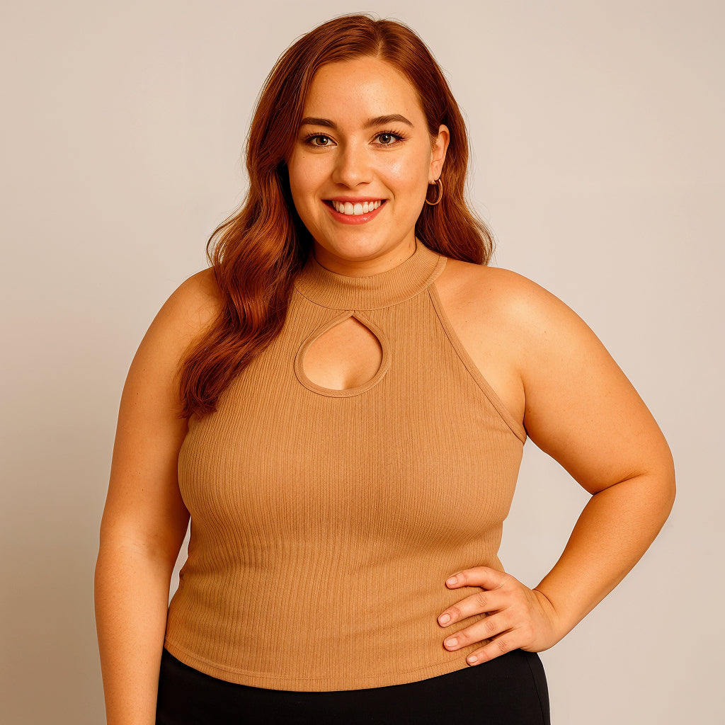 Blusinha Regata Feminina Canelada Blusa Gola Alta Plus Size Cacharrel Ribana Basica Elegante