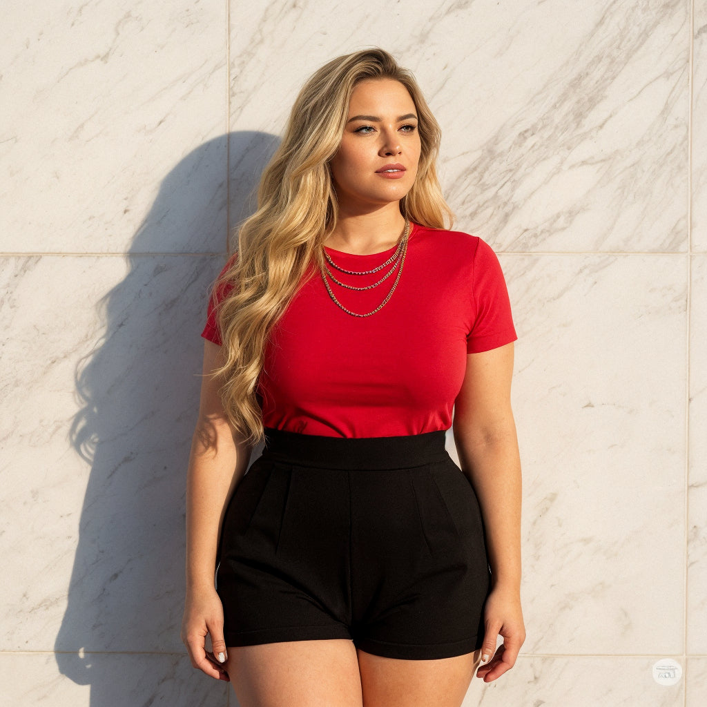 Blusa Plus Size Feminina Básica Blusinha Elegante T-Shirt Camiseta Gola Redonda Casual Soltinha Visc
