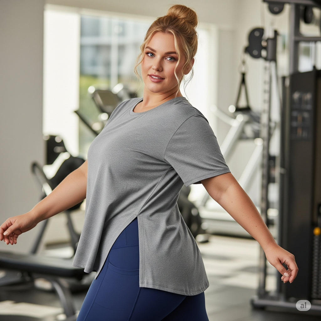Vest Legging Feminino Plus Size Blusa Tapa Bumbum academia Fitness Blusas Confortável Soltinha Fitness