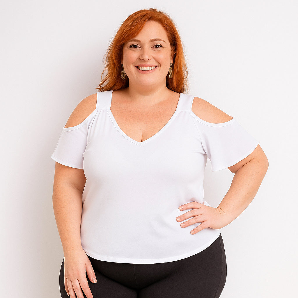 Blusa Ciganinha Ombro a Ombro Plus Size Feminina Blusinha Regata Lisa Duna Cigana Básica