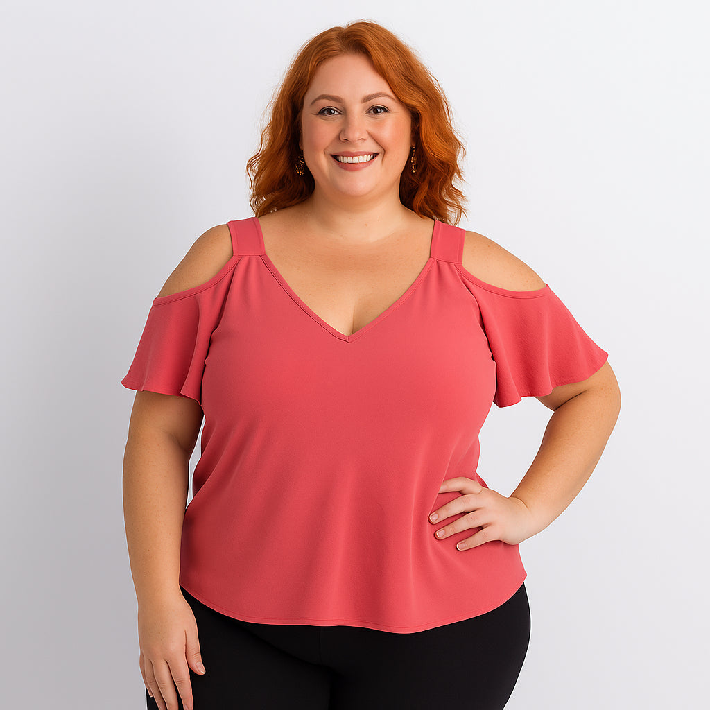 Blusa Ciganinha Ombro a Ombro Plus Size Feminina Blusinha Regata Lisa Duna Cigana Básica