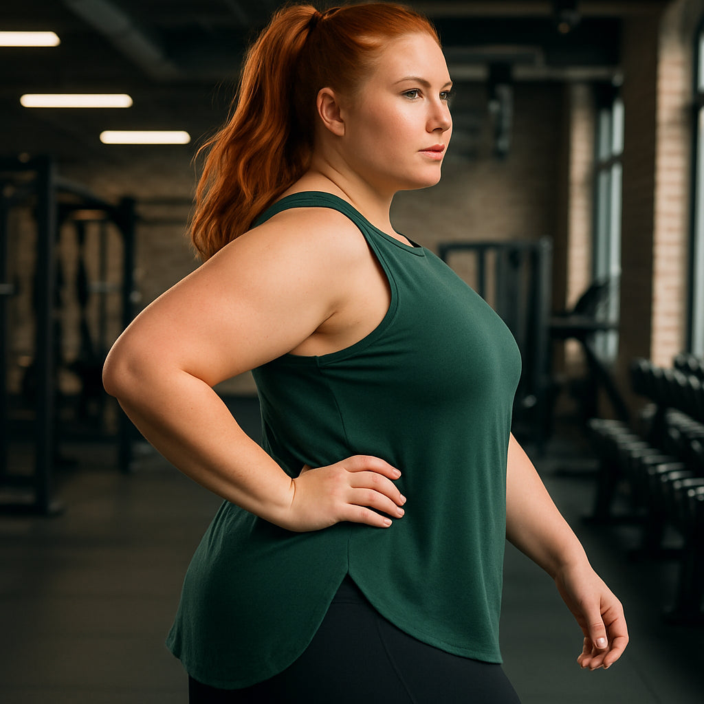 Regata Academia Feminina Plus Size Básica Tapa Bumbum Alça Grossa Soltinha Treino Cavada Confortável